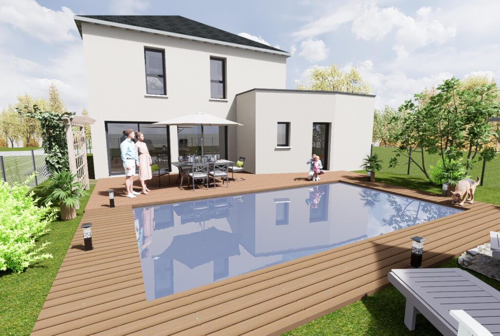 maison piscine menuiserie alu 210s noir volcan
